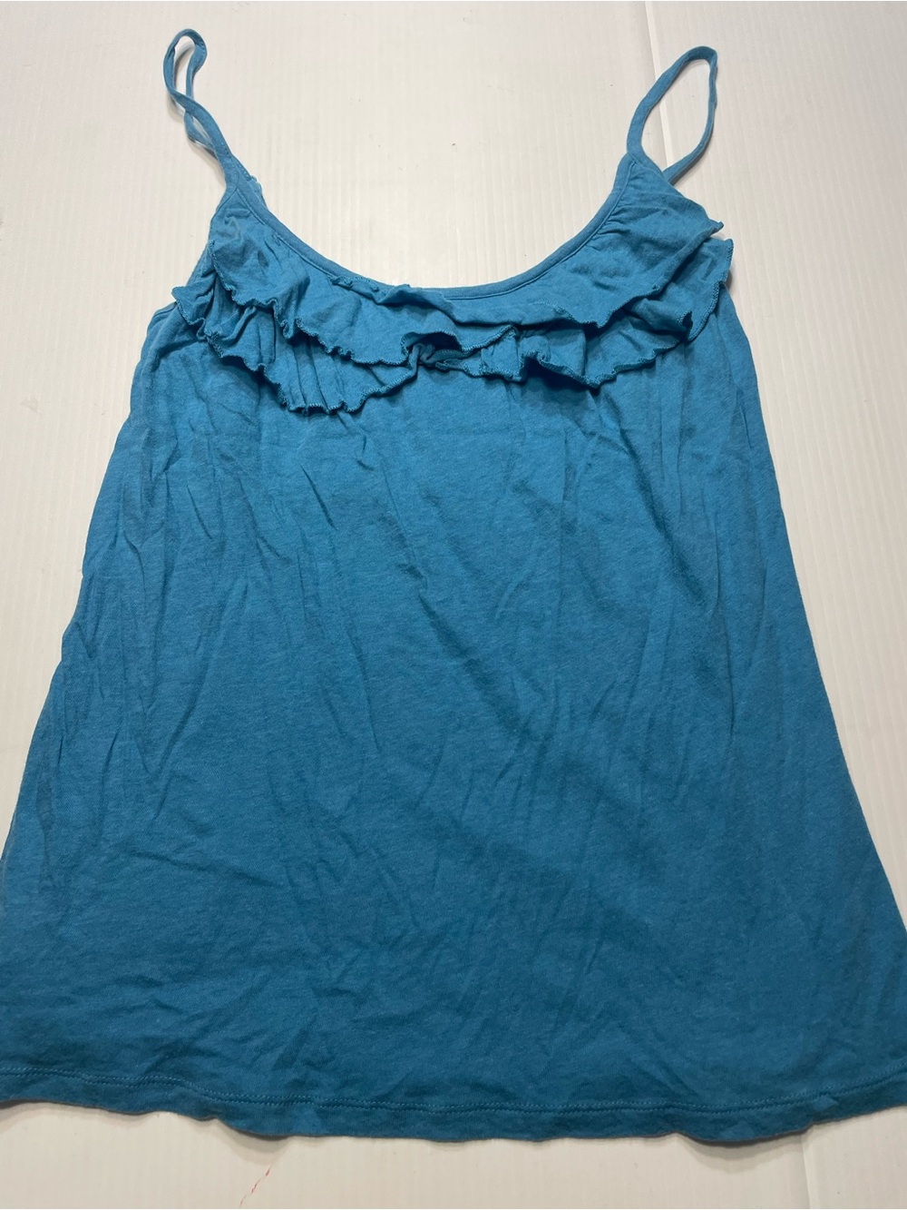 Old Navy Turquoise Tank Top Women Sz M Layered Ruffled Scoop Neck Adjustable